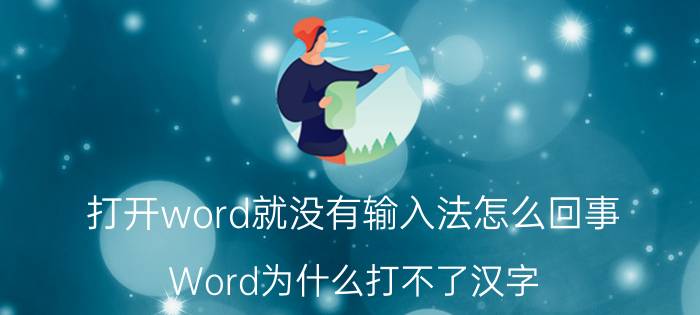 打开word就没有输入法怎么回事 Word为什么打不了汉字？